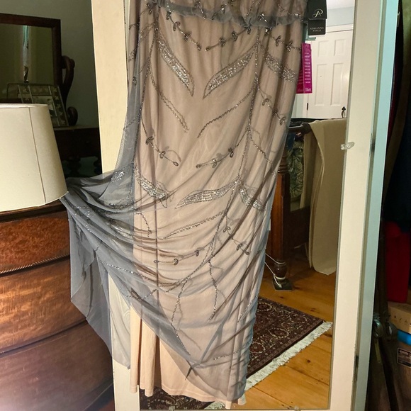 Adrianna Papell Gray Beaded Maxi Dress - Picture 3 of 6